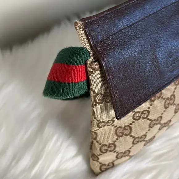 Gucci GG Pattern Waist Pouch Sherry Line web GG Brown Canvas Bag - Picture 3 of 9